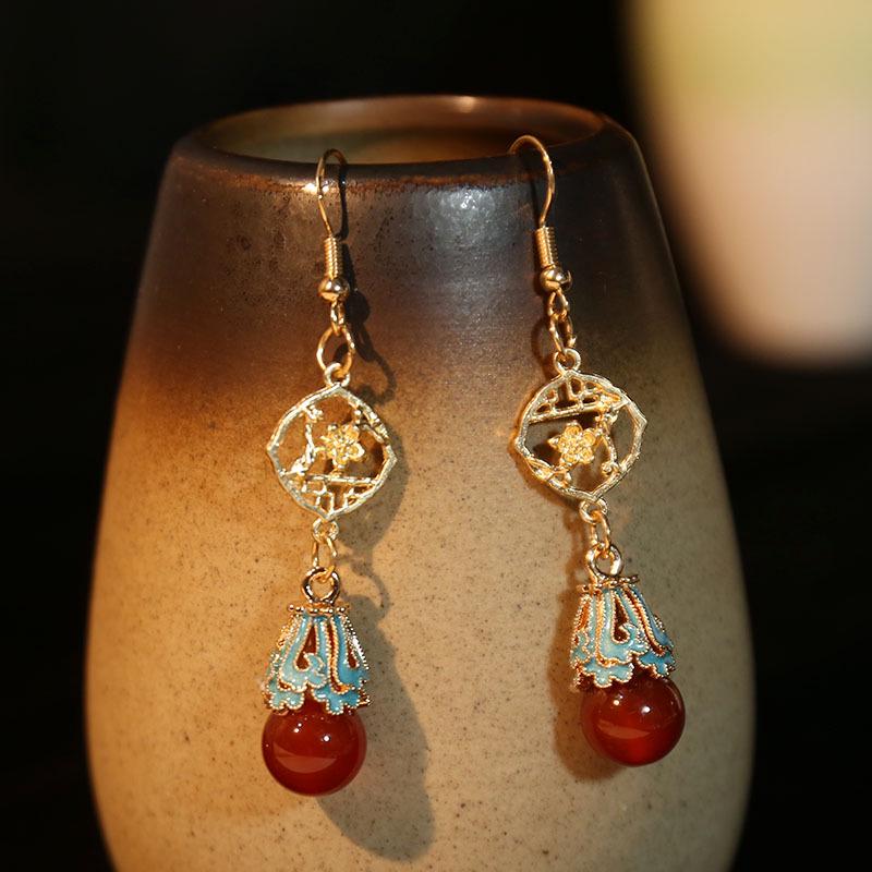 Red Tassel Earrings: Hanfu & Cheongsam Wedding Jewelry