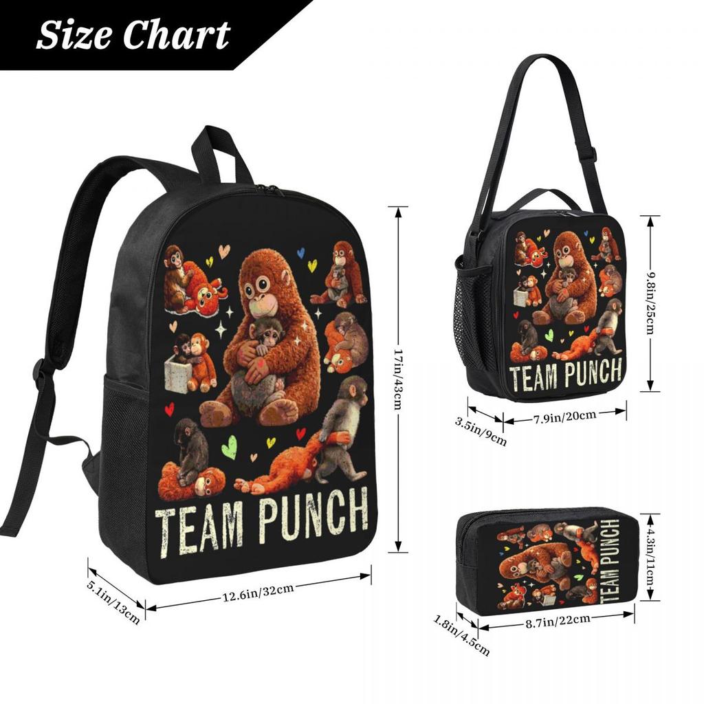 Punch The Monkey Baby Monkey Holding Kids Backpack Lunch Box Pen Bags for Boys Girls Backpacks Lightweight Schoolbag Bookbag Set