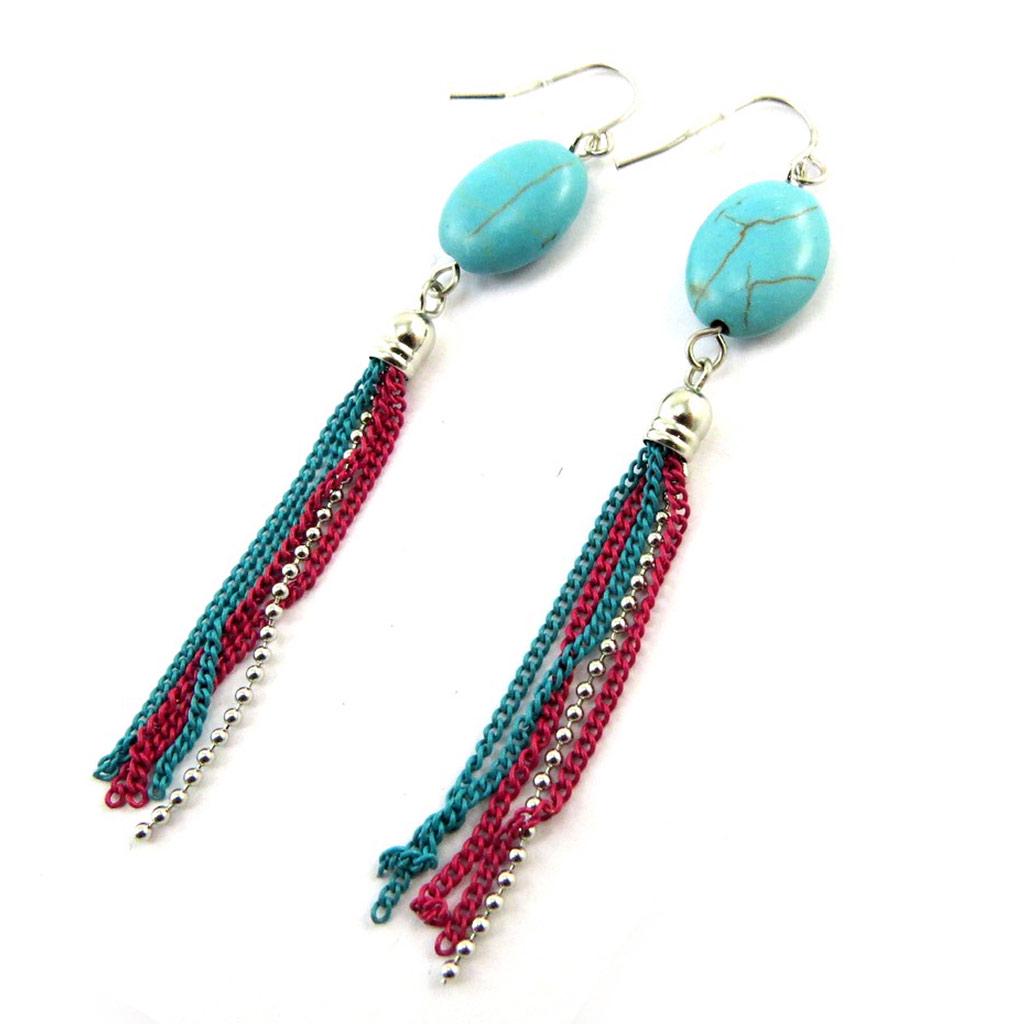 Les Trésors De Lily [N3583] - Boucles Créateur 'Kilimanjaro' turquoise rouge