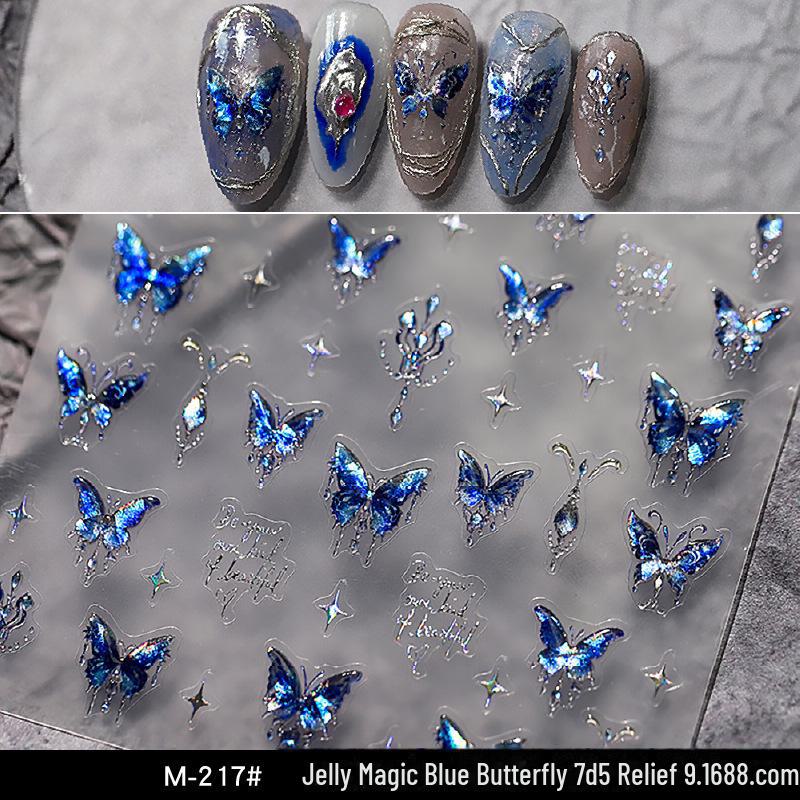 Red Shell Butterfly Nail Stickers: 3D Jelly Fantasy Decals