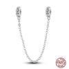 Star Moon Slide Safety Chains Charms 925 Sterling copper Heart Evil eyes Silicone Spacer Beads Fit Original Bracelet DIY Zircon