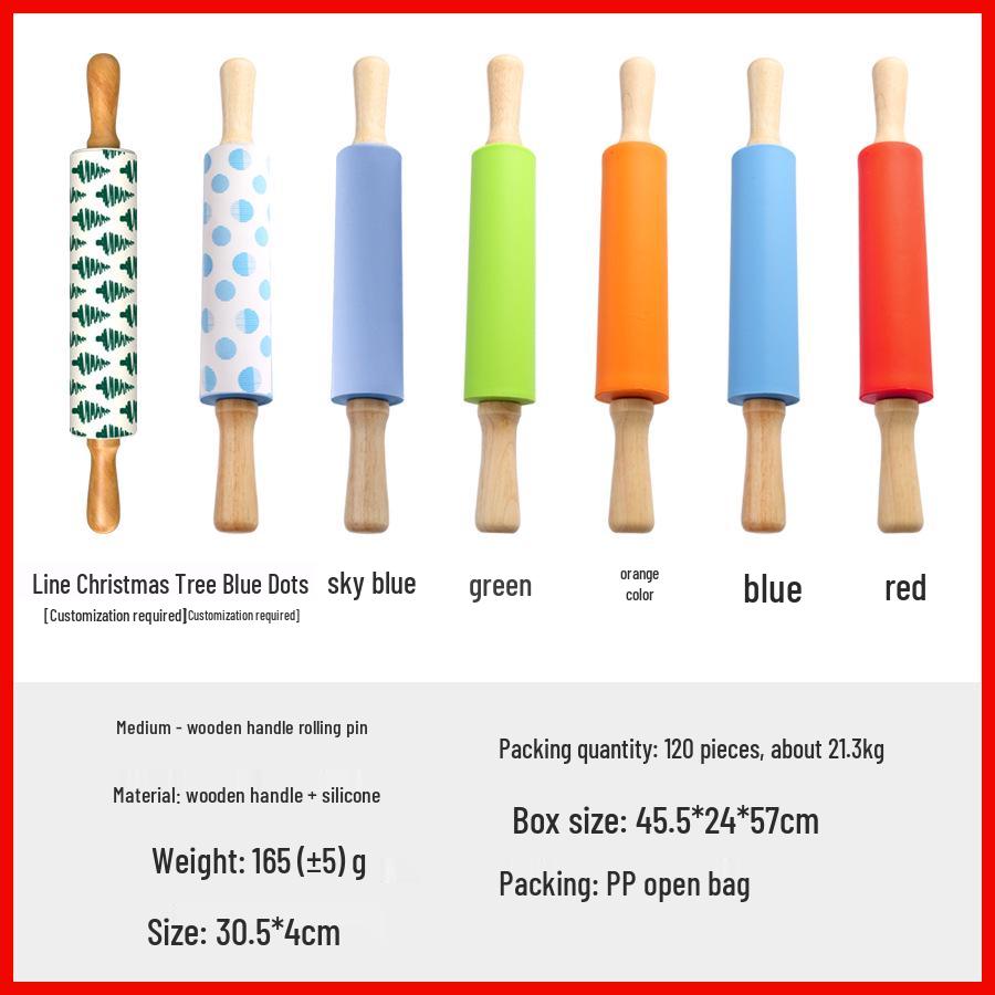 Silicone Rolling Pin Set: Large, Medium & Small with Wooden Handles, Silicone Mat, Dumpling Dough Tools & Hammer