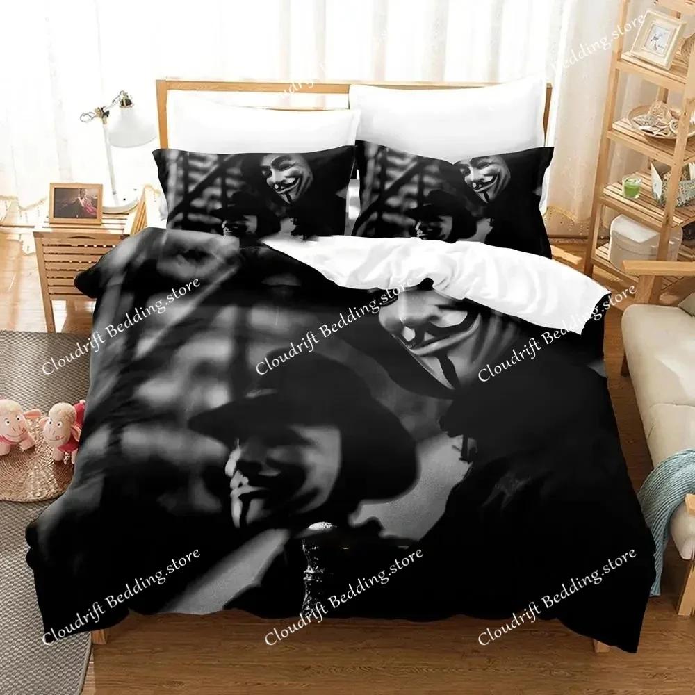 Personality Technology Anonymous Bedding Set Duvet Cover Bed Set Quilt Cover Pillowcase Comforter King Queen Size Boys Adult026
