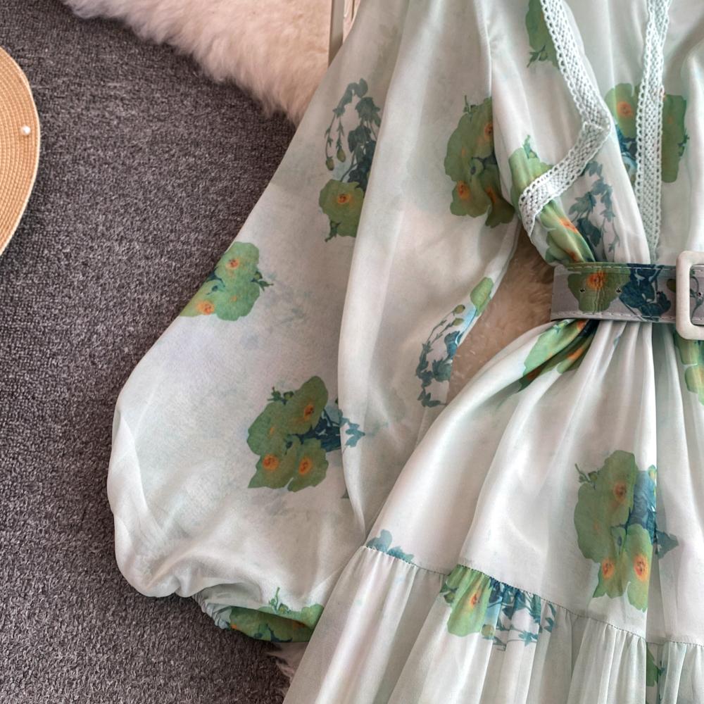 Осеннее винтажное женское длинное платье в стиле пэчворк с цветочным принтом — фото 21