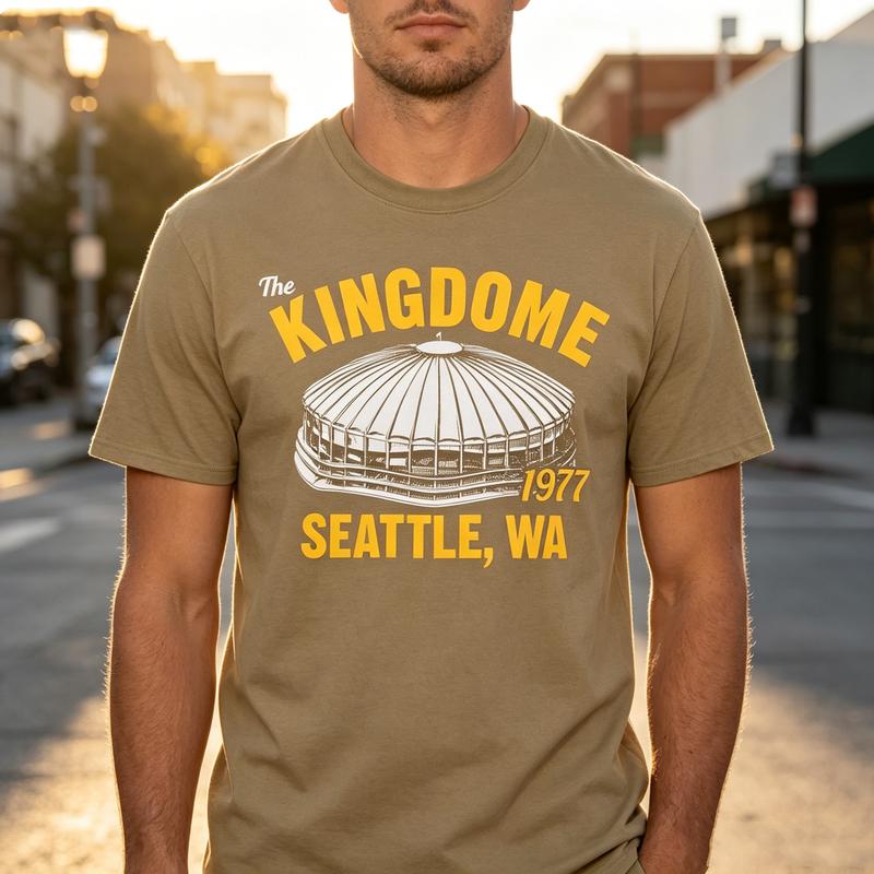 Vintage Seattle Sports Tee Kingdome Stadium Print Unisex Unisex Cotton Short Sleeve Trendy Streetwear Gift