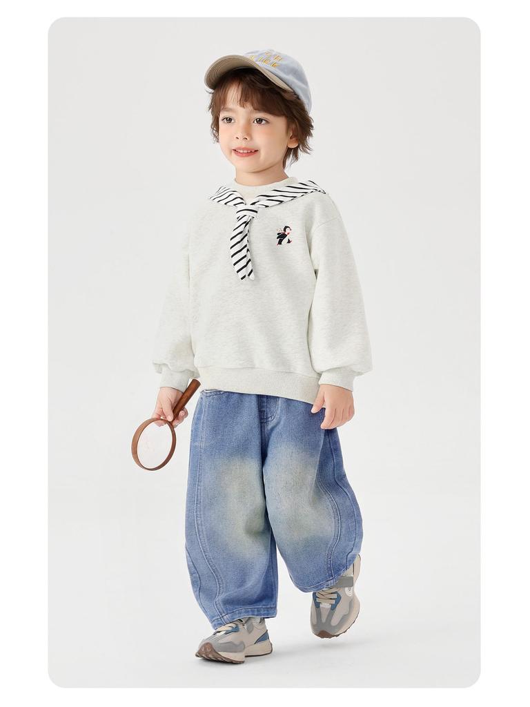 Right European Style Boys' Fake Two-Piece College Hoodie - 2026 Spring/Autumn Trendy Kids Clothing