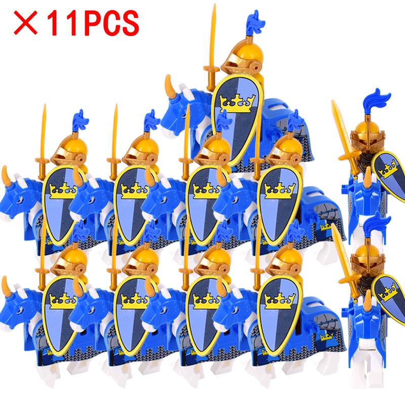 11 uds./lote Figuras Medievales Edad Media Roma Guerreros Soldados Caballo Castillo Rey Dragón Caballeros Bloques de Construcción Ladrillos Juguetes regalos