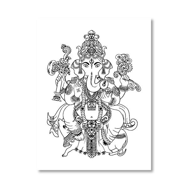 Hinduismus Hindu Gott Ganesha Maske Poster Religion Symbol Kunst Leinwandbild Schwarz Weiß Bilder Heimdeko Wandkunst Drucke Ohne Rahmen