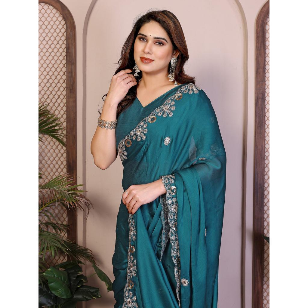 New Launch – Party Wear Soft Satin Chiffon Saree