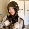 Autumn and Winter Warm Solid Color Ear Protection Knitted Hat Warm Woolen Hat Women's Casual Versatile Large Head Cold Hat Baotou Hat