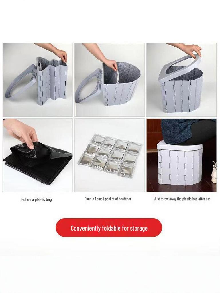 Portable Folding Car Toilet: Odor-Proof, Washable, Ideal for Outdoor Camping and Emergency Use