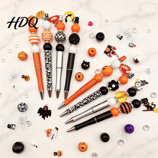 Art And Craft Materials for Adults 8PCS Halloween Beadable Pens, Assorted Acrylic Beads Decor, DIY Ballpoint Holiday Party Supplies Crafts Pen
