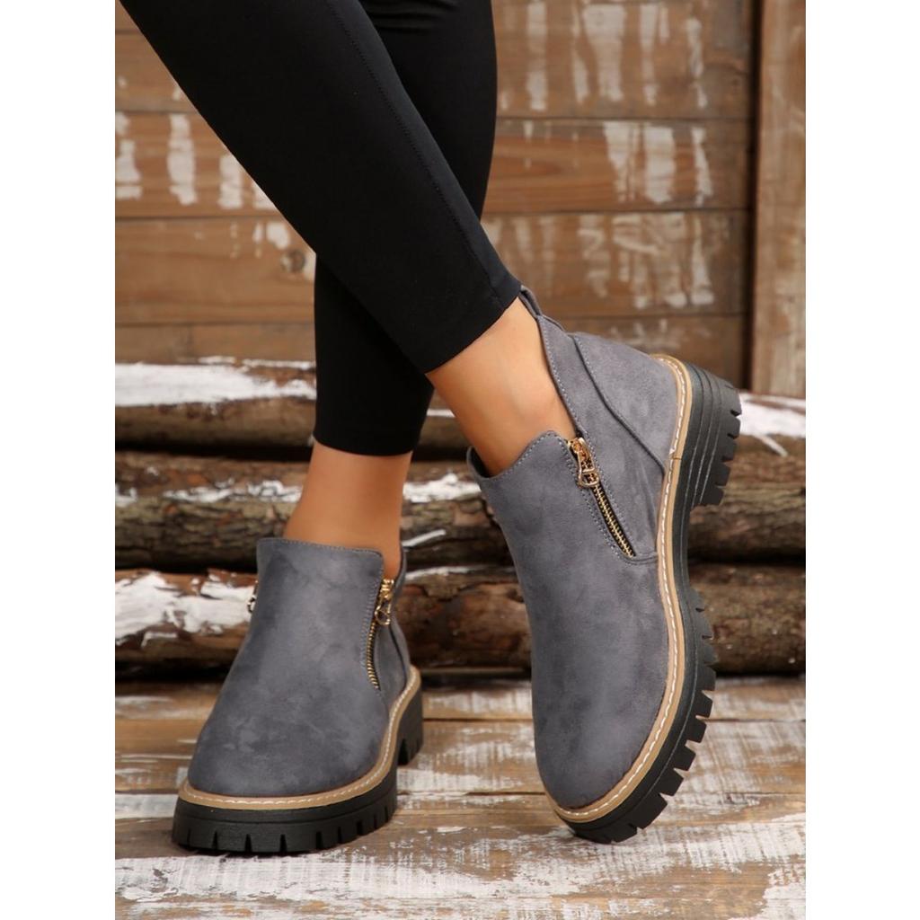 Large Casual Short Boots for Women, High Top Casual and Fashionable Short Boots for Women In Autumn and Winter, Casual Single Shoes for Women