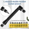 New L Type 1/4 Hexagon Screwdriver Bit 90 Degree Double End Handle Black 6.35mm Wrench Tool For Matching Bits Set