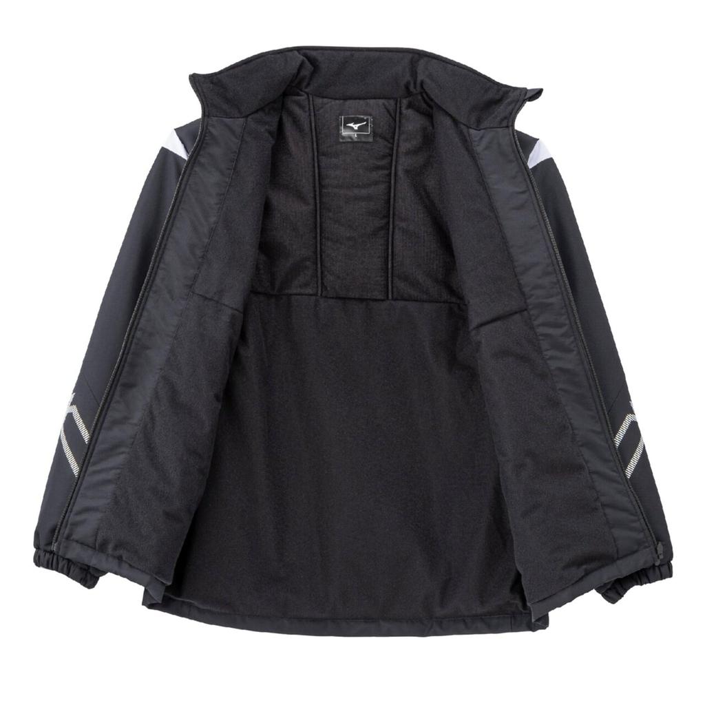 Mizuno MC Line Breath Thermo Insulated Warmer 32MEC630 Jacket, Heat-Generating Material, Water-Repellent, Windproof, Black/White,