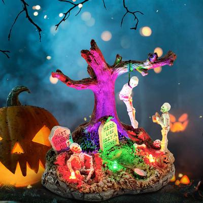 Halloween Strašidelná Vesnice Towne Doplňky Hřbitov Halloween Pohřbívání Kostlivce a Věšení Figurky Kolekce Stolní Dekorace