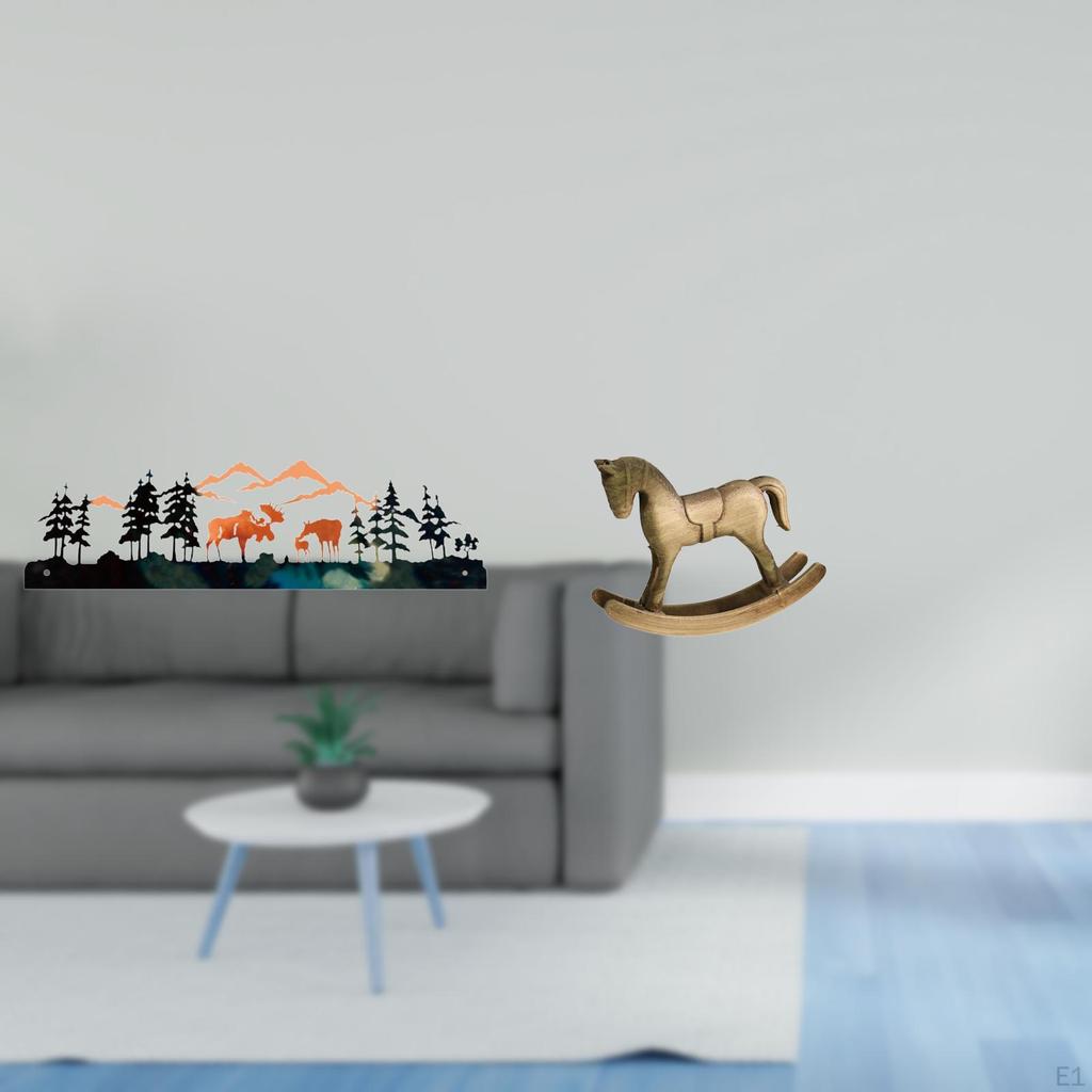 Garden Fence Deer Horse Sculpture Artistic Retro Design Ornament for Outdoor Indoor Porch Office