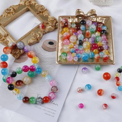 Perles craquelées en acrylique, mélange de couleurs, amples, pour la fabrication de bijoux, accessoires de Bracelet, 8-12mm