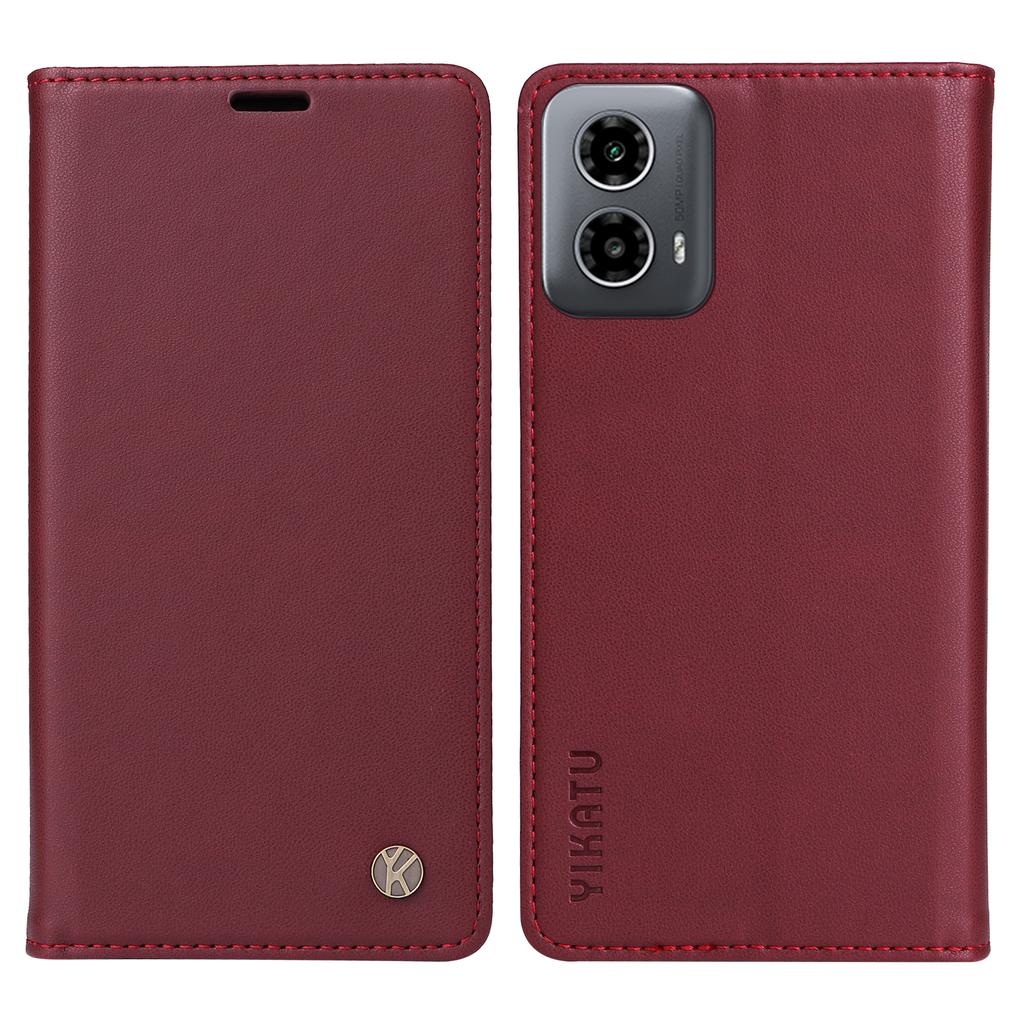 YIKATU YK-001 For Motorola Moto G45 5G/G34 5G Case Magnetic Closure Full Protection Leather Phone Cover