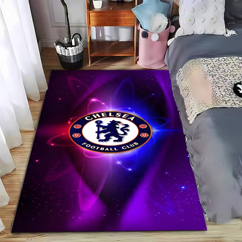 Chelsea Football Club Logo Carpet with Purple and Blue Neon Design Suitable for Use As an Anti-slip for Living Room Bedroom Sofas
