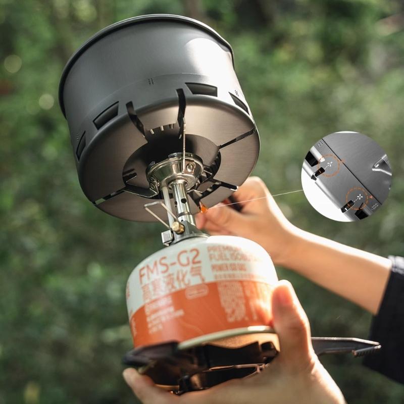 Windproof Outdoor Cooking Pot Heat Exchange Camping Cooking Pot Replacement Light Weight Camping Cookware Easy to Use