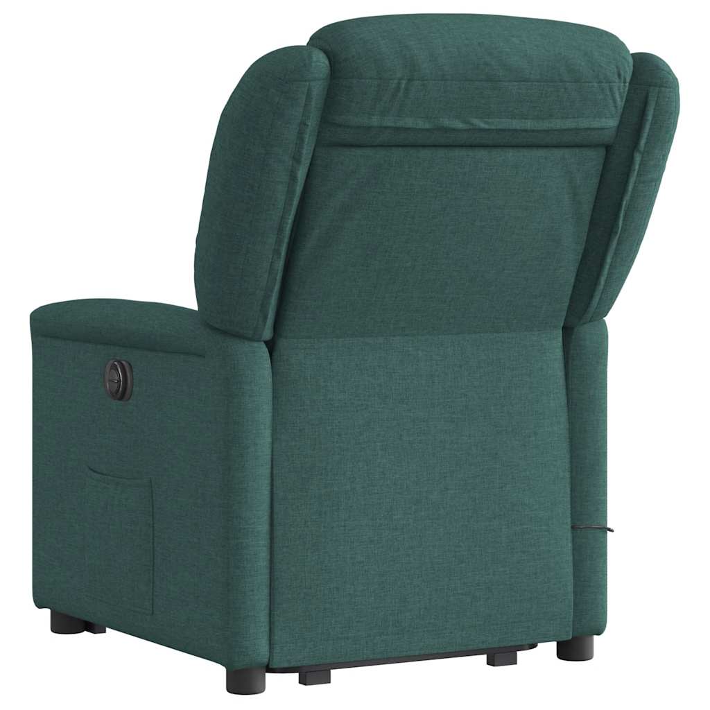 Massage Recliner with Rising Function Dark Green Fabric