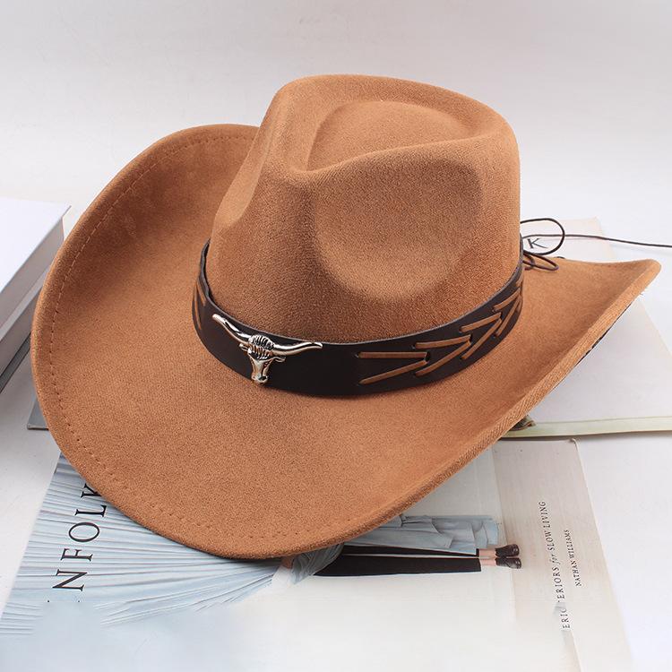 Western Cowboy Style Tibetan Fashion Top Hat Autumn/Winter New Collection Deer Skin Velvet Large Edge Riding Hat