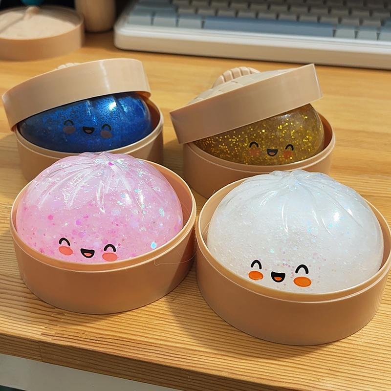 Glitzer-Knödel Squishy Stressball Spielzeug Knödel Anti-Stress Fidget Spielzeug Simulation Essen Squishies Weicher Knete-Ball zum Quetschen Geschenk