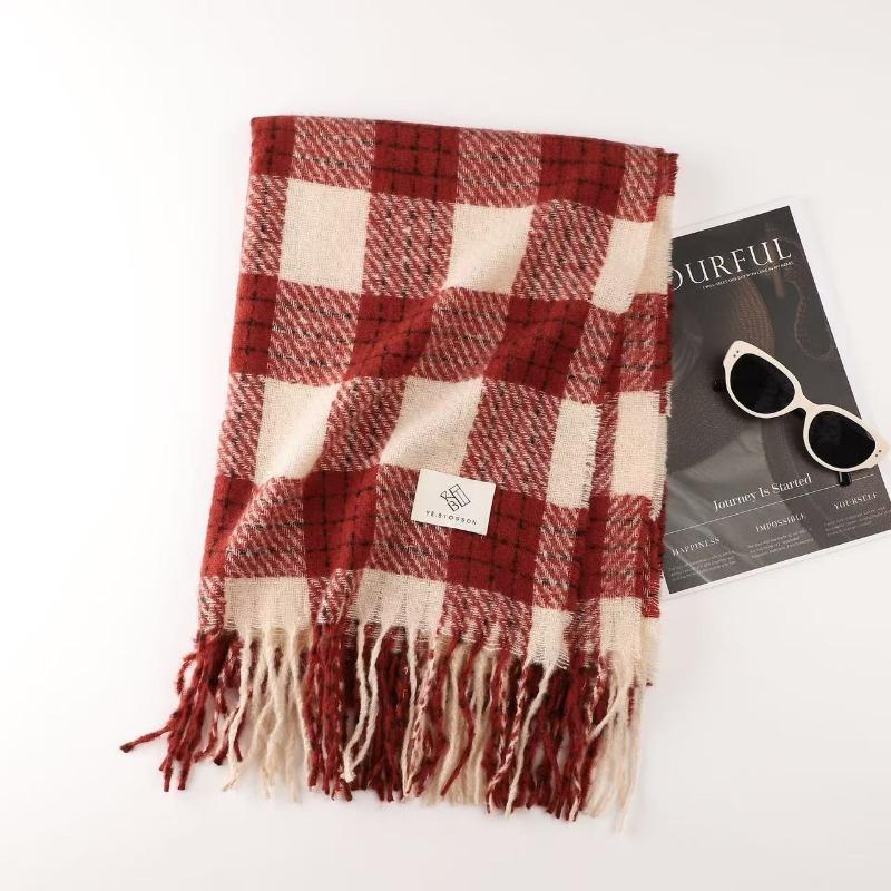 Christmas vibe scarf women's winter new Ankara red scarf long versatile knitted shawl scarf