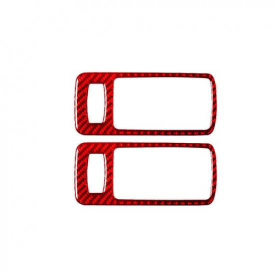 Red Carbon Fiber Door Handle Decorative Cover Trim For Ford Mustang 2005-2009