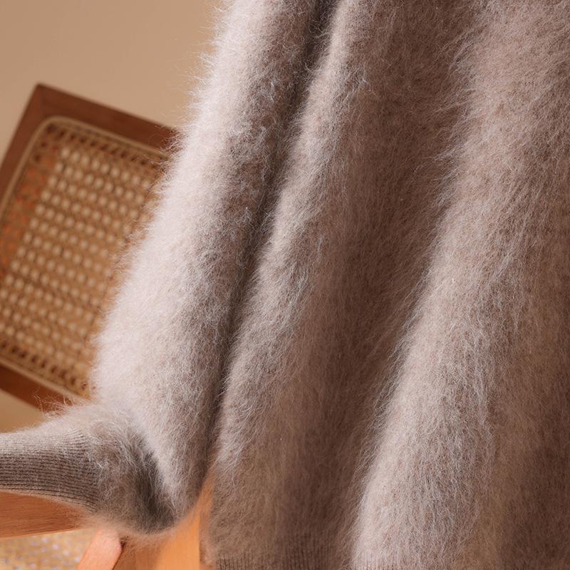 Damski sweter kaszmirowy kaszmir Qinghe 100% kaszmir puszysty ciepły modny szczotkowany