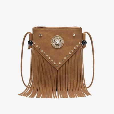 Modische Nieten Weiches Leder Lässige Nieten Quastentasche, Single-Shoulder Crossbody Bag für Damen
