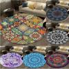 Round Carpet Retro Mandala Geometric Flower Pattern Rug Living Room Bedroom Cloak Non Slip Mat Home Decoration