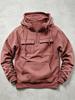 Men's Retro Workwear Hoodie Half Zip Oversize Multi-Pocket Solid Color Pullover Casual Streetwear
