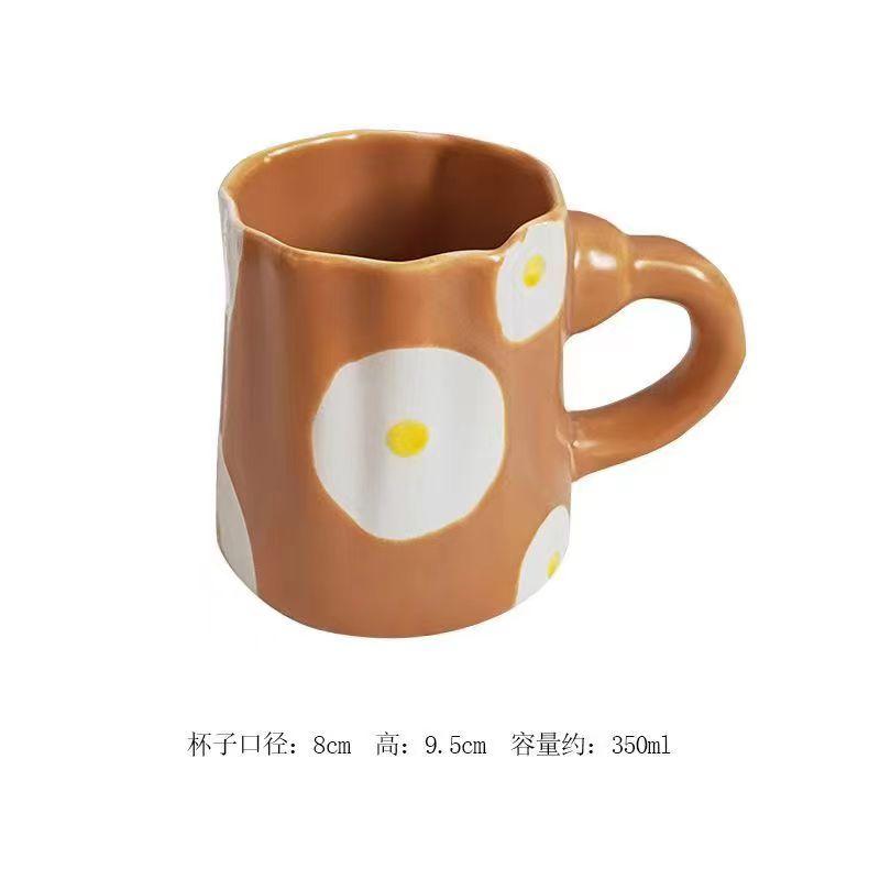 Japanese Hand Painted The Blue Sky and White Clouds Coffee Cup with Saucer Ceramic Handmade Tea Cup Saucer Set Cute Gift for Her