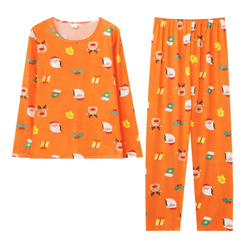 Dámské dlouhé pyžamo s motivem Santa Clause - Tenké na jaro/podzim, Módní dámský domácí oblečení