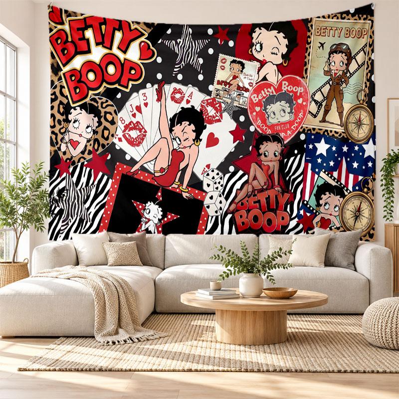 Betty Boop Wall Tapestry Home Decor Hanging Cloth Art Background Tapestry for Bedroom