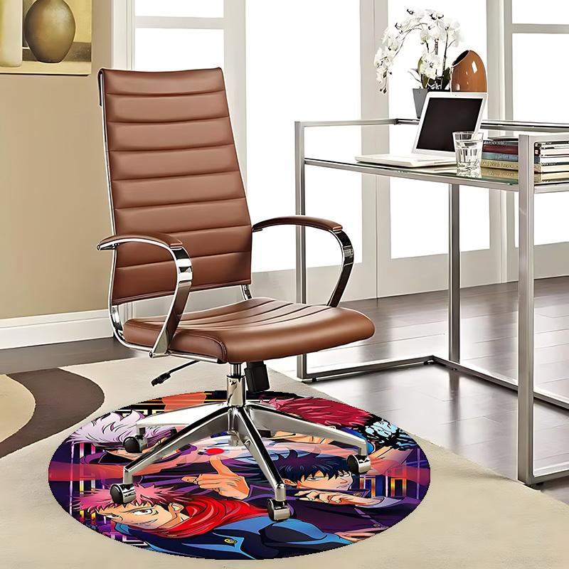 

1pc Anime Cartoon Design Round Carpet - Office Chair Mat, Non-Slip Rug for Home Decor, Living Room, Bedroom, Game Room & Dormitory (Jujutsu Kaisen Cha 80cm by 80cm