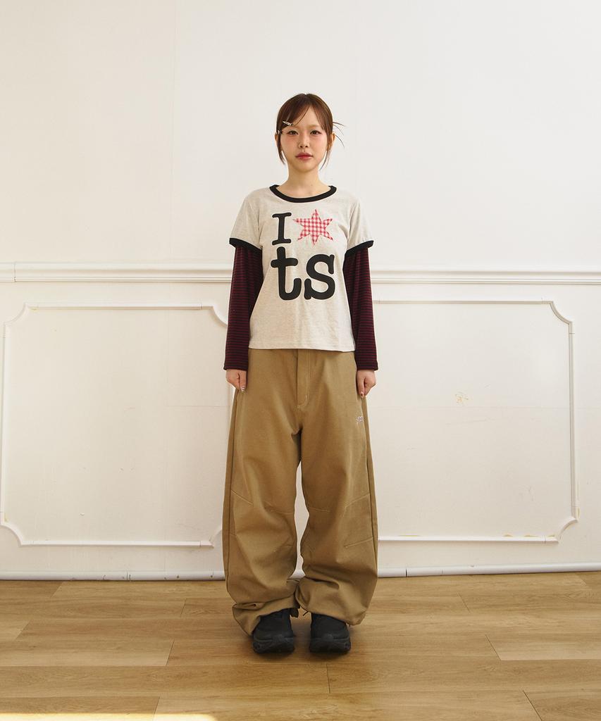 Tansanmageunesyum Juyoung X Carbonated Cotton Wide Star Stud Pants (Beige)