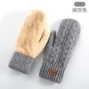 Women Winter Warm Thick Fleece Lined Knitted Mitten Gloves