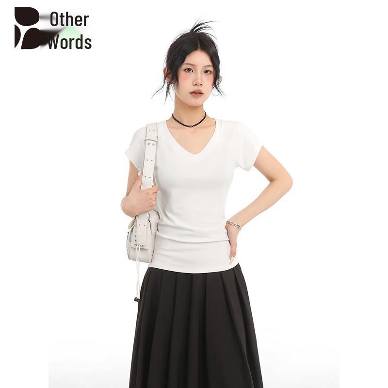 

Women s Ribbed V-Neck Slim Fit Short Sleeve T-Shirt XL