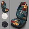 Bulopur Multicolor Polyester Universal Fit Car Truck SUV Van Automotive Seat Covers, 2pcs Front, Hibiscus Floral & Sea Turtle Print