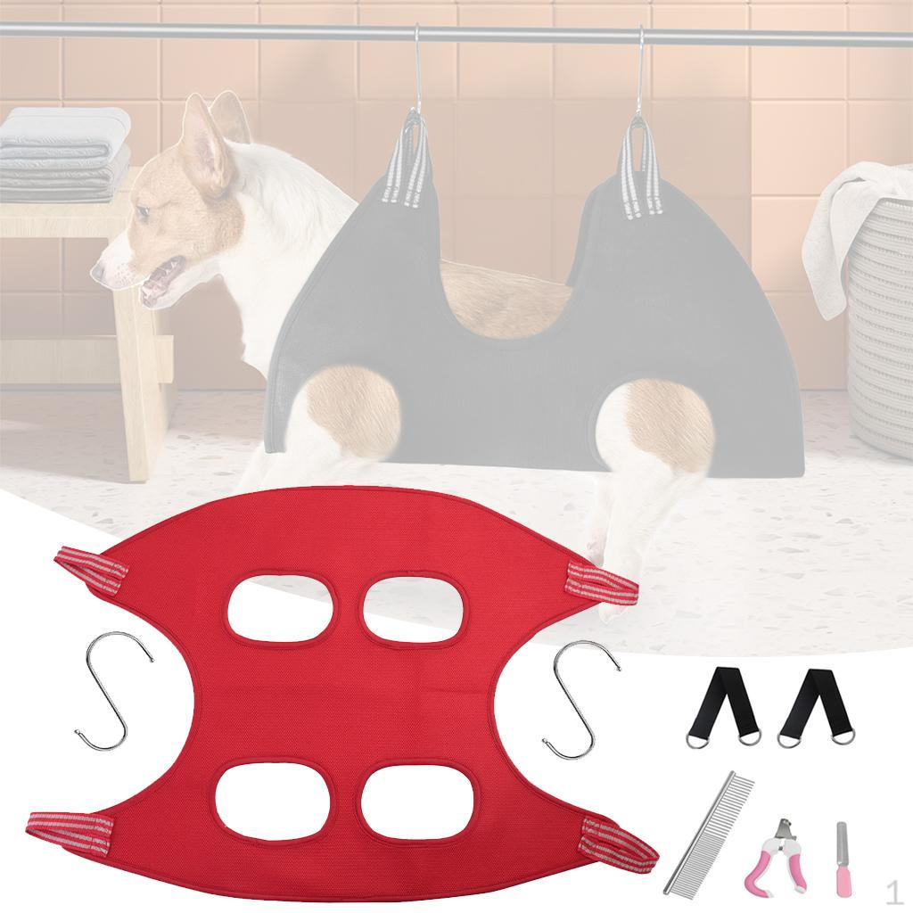 Breathable Dog Grooming Hammock Set, W/ Pliers files Restraint Bag ,Harness Helper Trimming