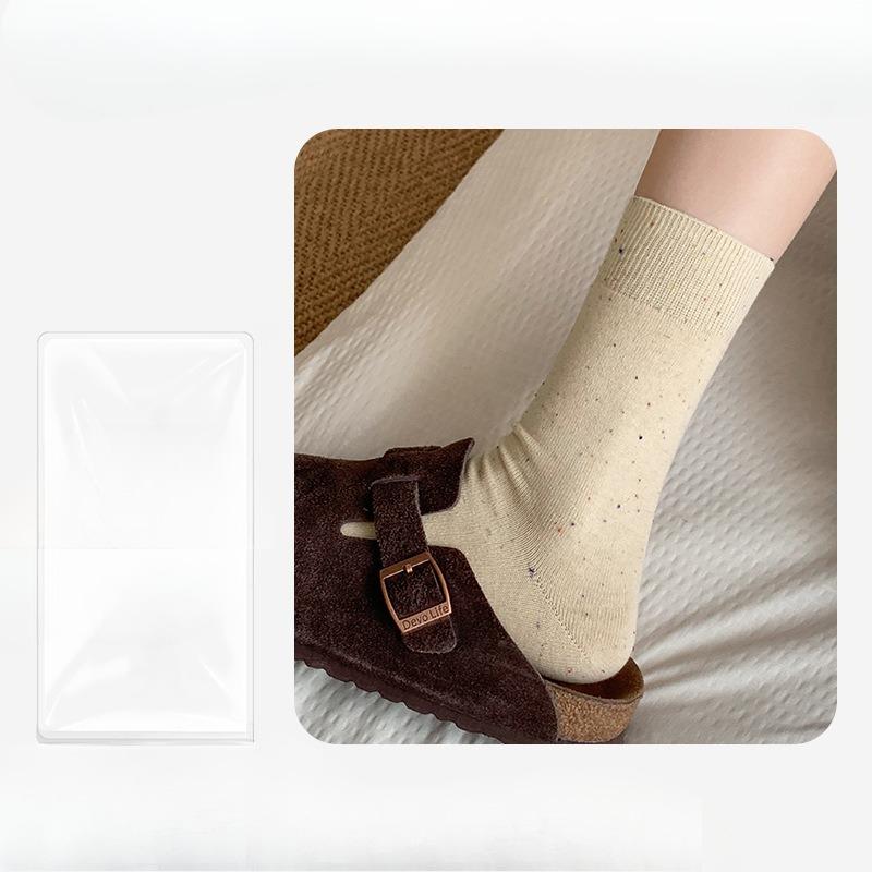 Ladies Autumn Winter Thickened Warm Spot Solid Color Assorted Vertical Pit Strip Medium Tube Pile Socks