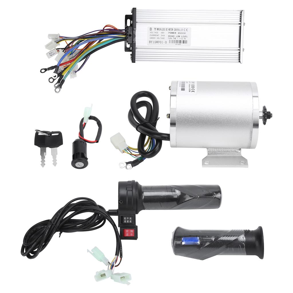 48V 2000W Bürstenloser Motor mit Controller 3 Geschwindigkeiten Rückwärtsgas Elektroroller-Kit