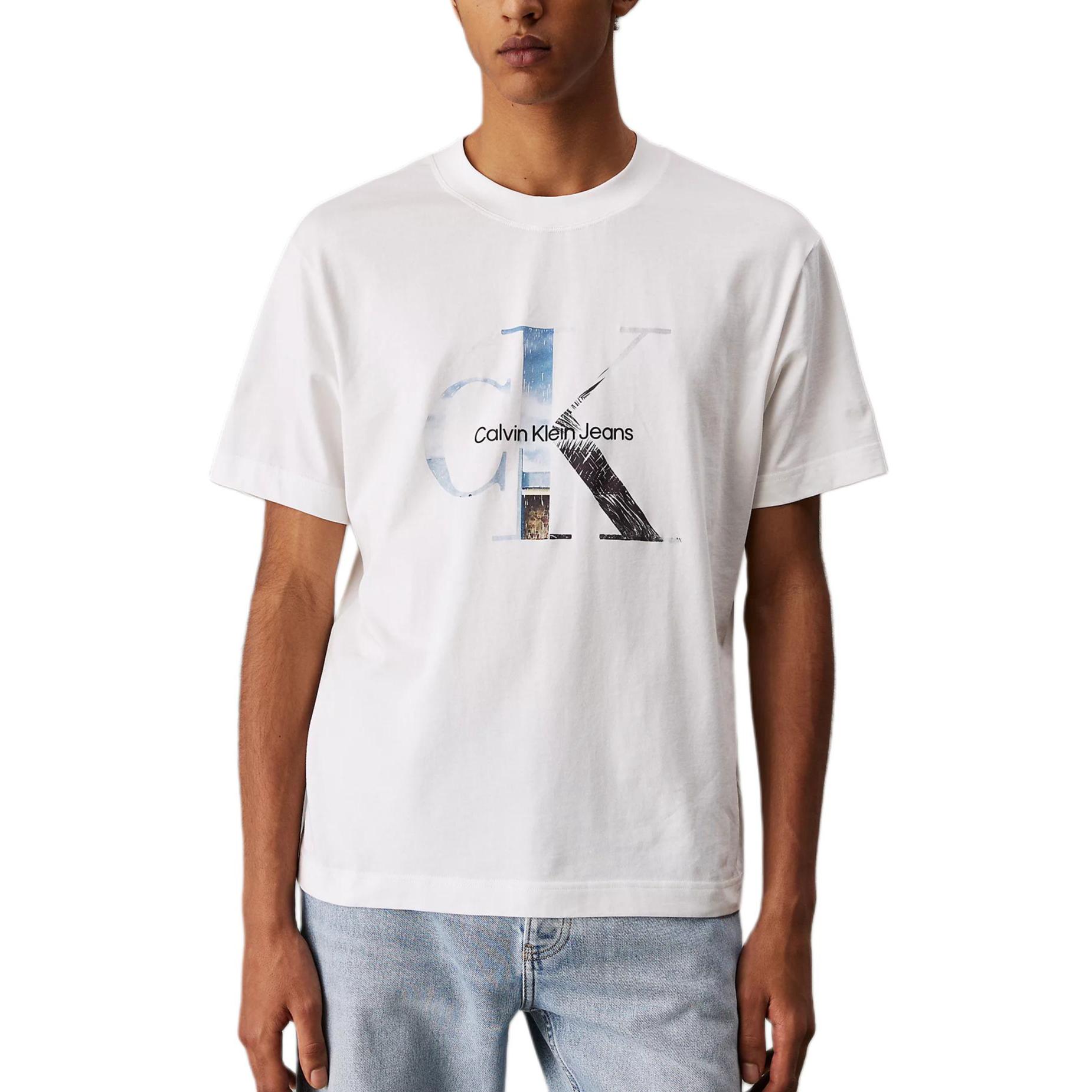 

Calvin Klein Jeans Logo Print Casual Comfortable Knitted Round Neck Short Sleeve T-Shirt Men T-Shirts J30J327483-YAF L