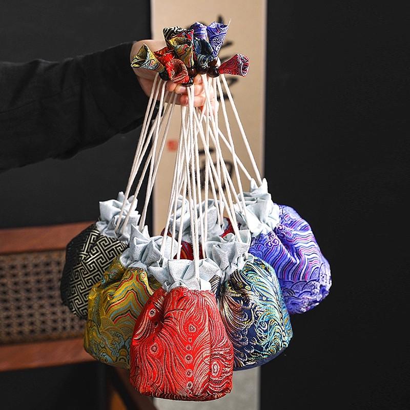Premium Tea Cup Pouch - Luxury Satin Drawstring Bag for Single Cup Storage - Elegant Handmade Chaxi Tea Accessory Gift