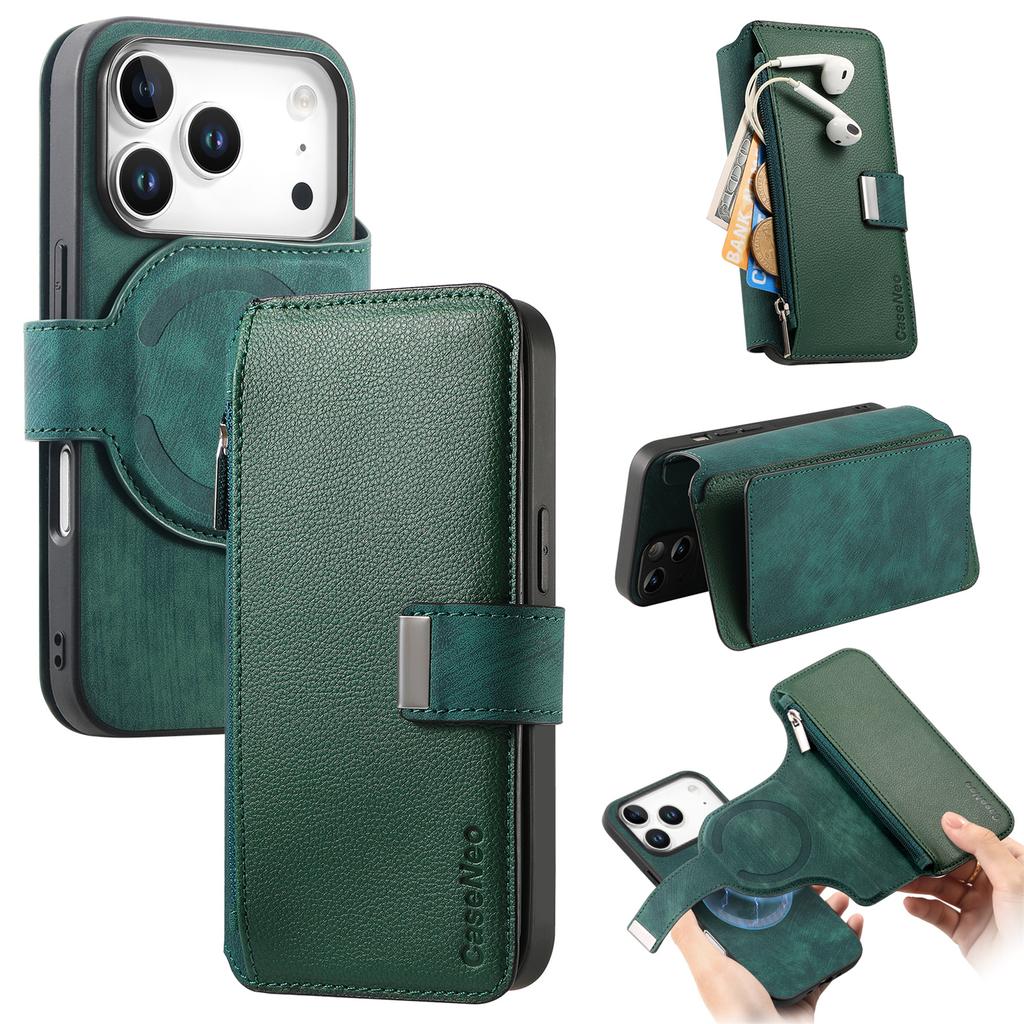 CASENEO MW-02 For iPhone 17 Pro Max Case Detachable Magnetic Leather Flip Phone Cover