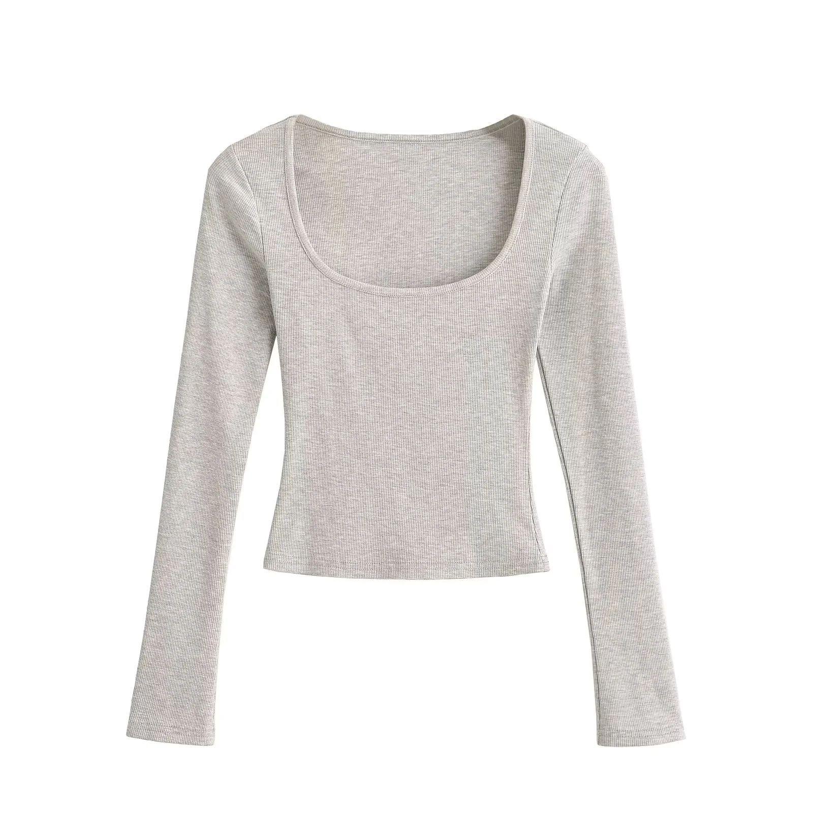 

Женская новая рубашка с щедрым воротником, однотонная базовая рубашка в европейском и американском стиле, базовый топ, эластичная нить, футболка L