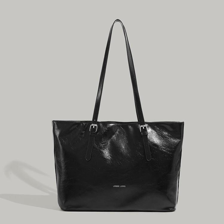 

Niche High-End Retro Large Capacity Commuter Versatile Tote Bag Underarm Bag Simple Zipper Single Shoulder Large Bag for Women чорний